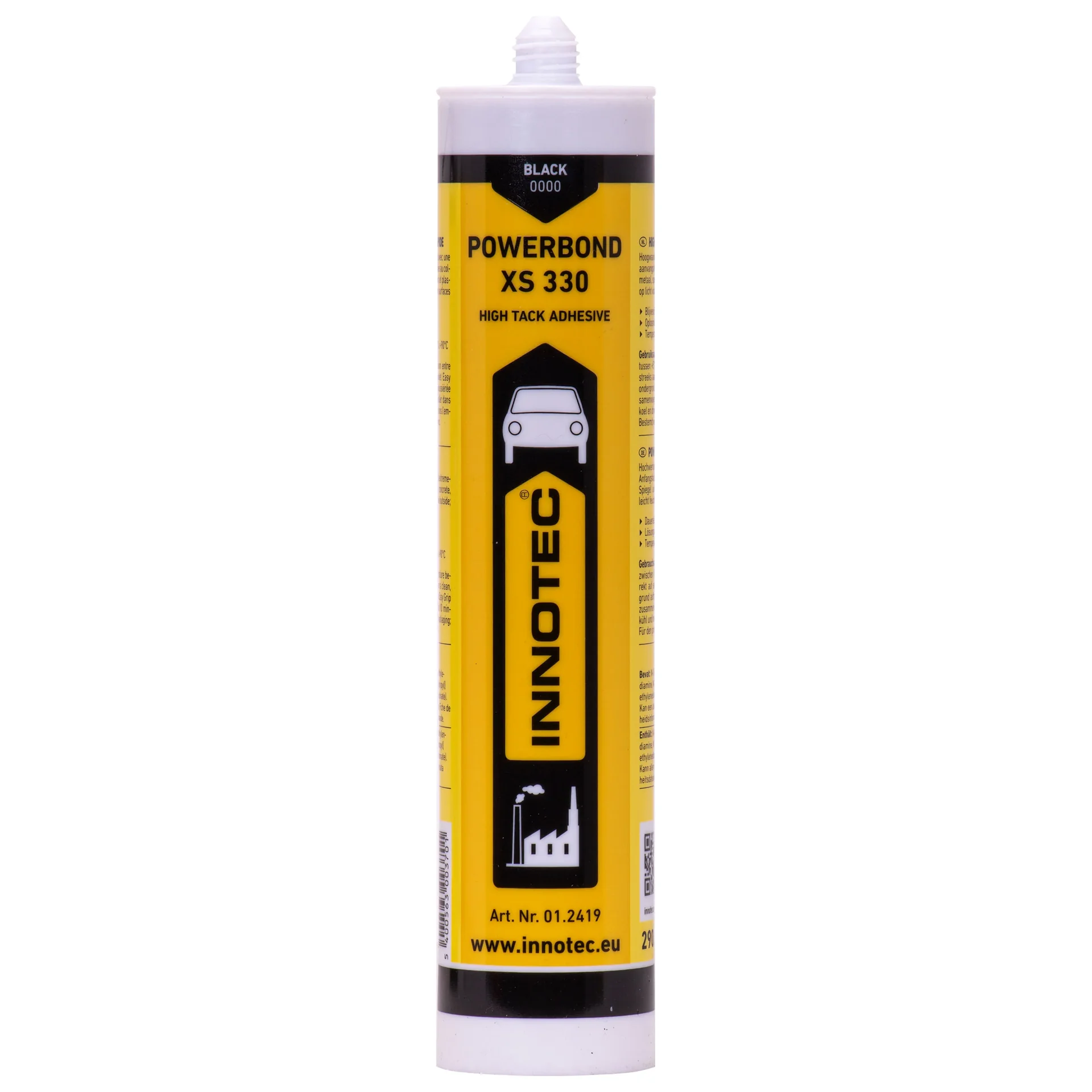 Masa klejąca, klej montażowy, czarny klej, INNOTEC Powerbond XS 330 schwarz, 290ml, z mieszadłem