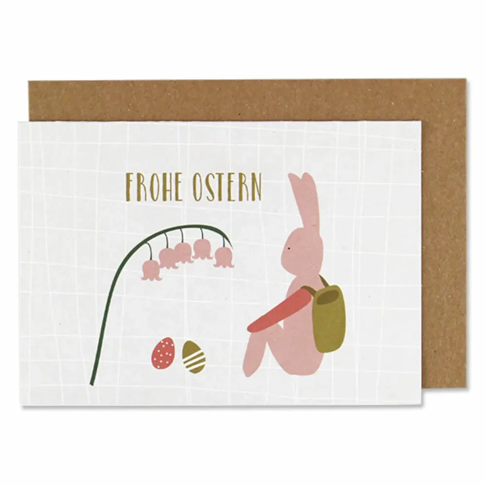 "Ava & Yves kartka składana koszyczek z króliczkiem "Happy Easter" różowy image"