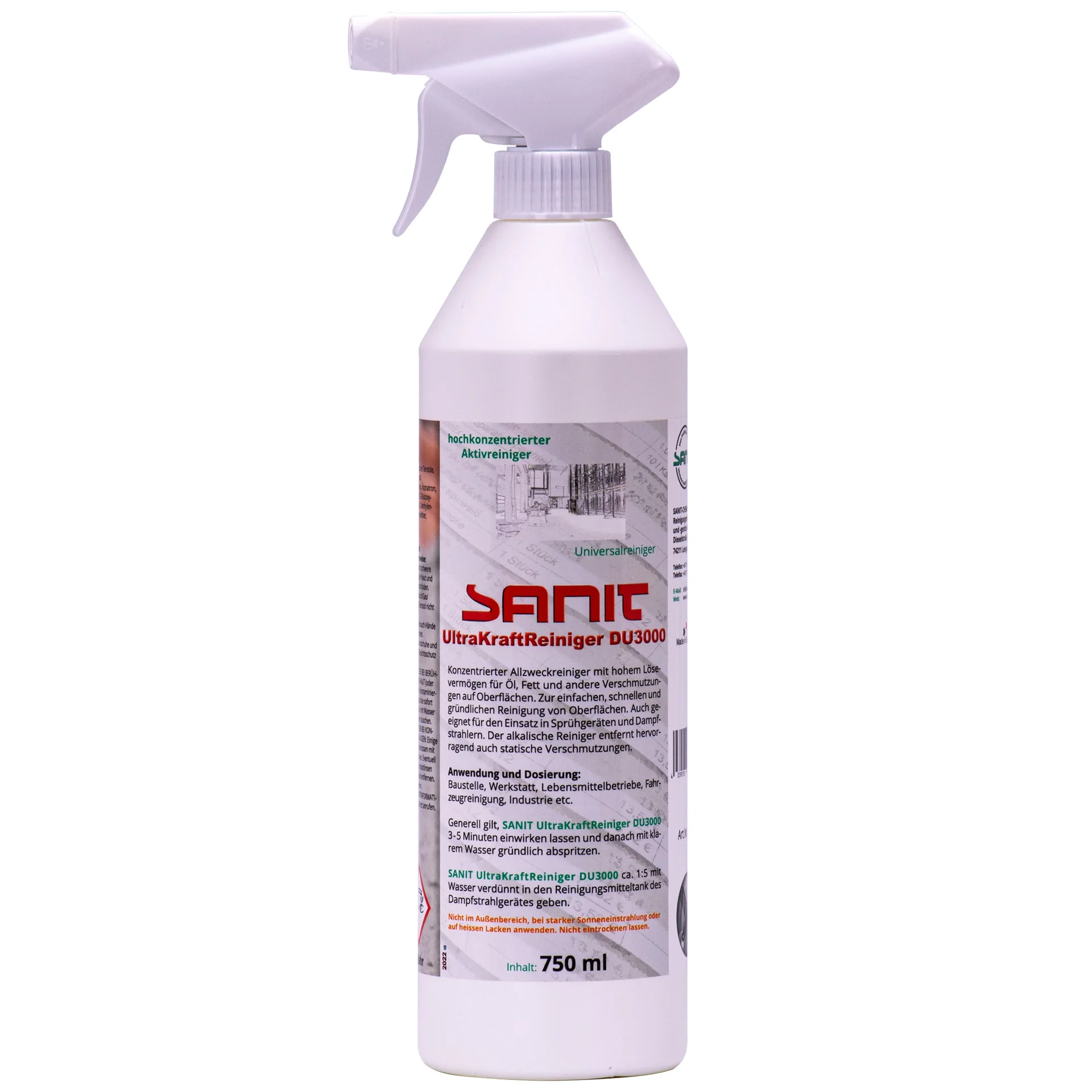 "Środek do czyszczenia łazienki, silny, Sanit Ultra Kraftreiniger DU 3000 750 ml, do kabiny prysznicowej image"
