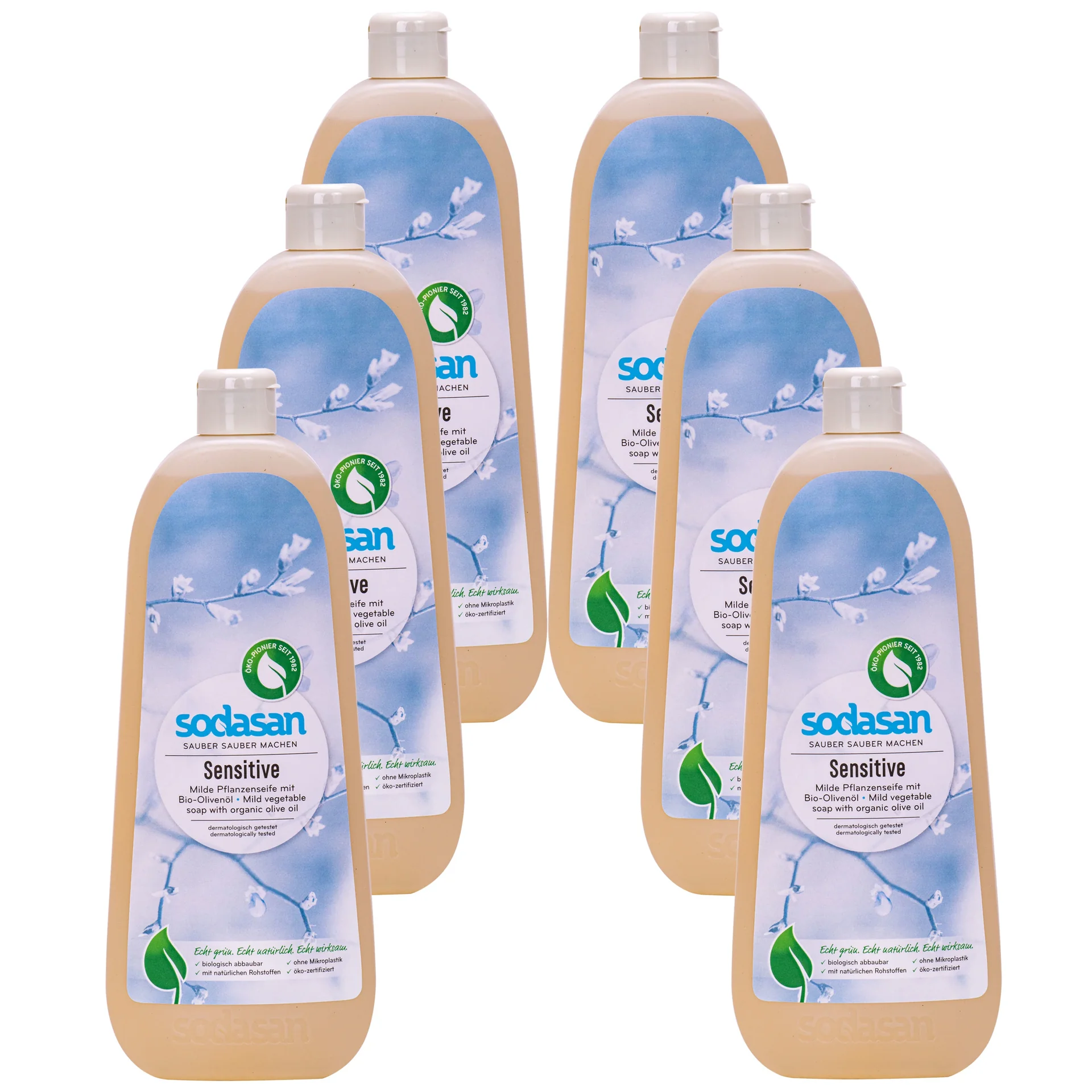 "Mydło w płynie, zestaw 6 x 1l, mydło w płynie sensitive, mydło naturalne image"