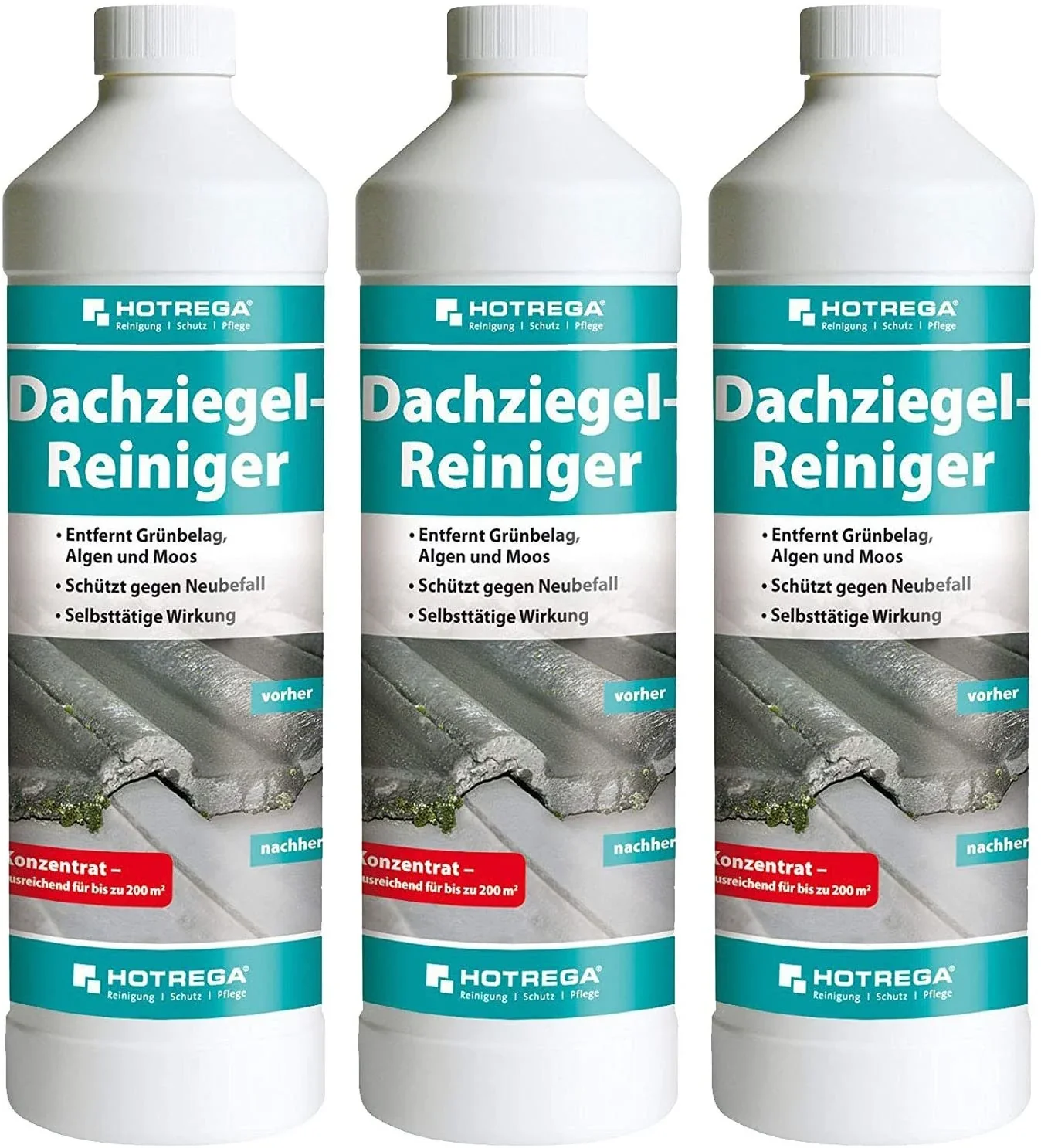 Czyszczenie dachówki, środek do czyszczenia dachówki, koncentrat 3 x 1 litr, mycie dachówki