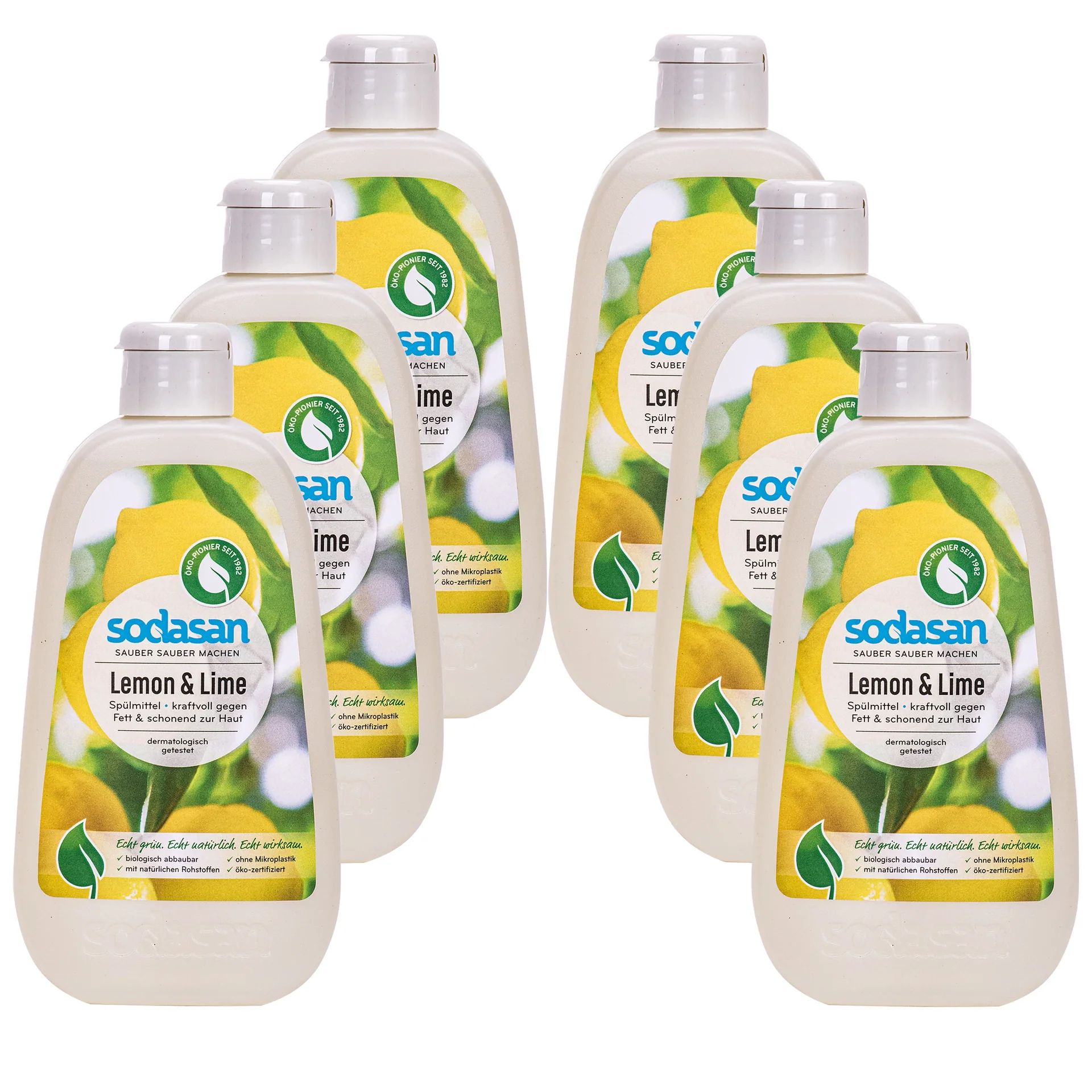 Płyn do naczyń, ekologiczny płyn do naczyń, naturalny płyn do naczyń cytrynowy, płyn do naczyń limonka, 6 x 500 ml