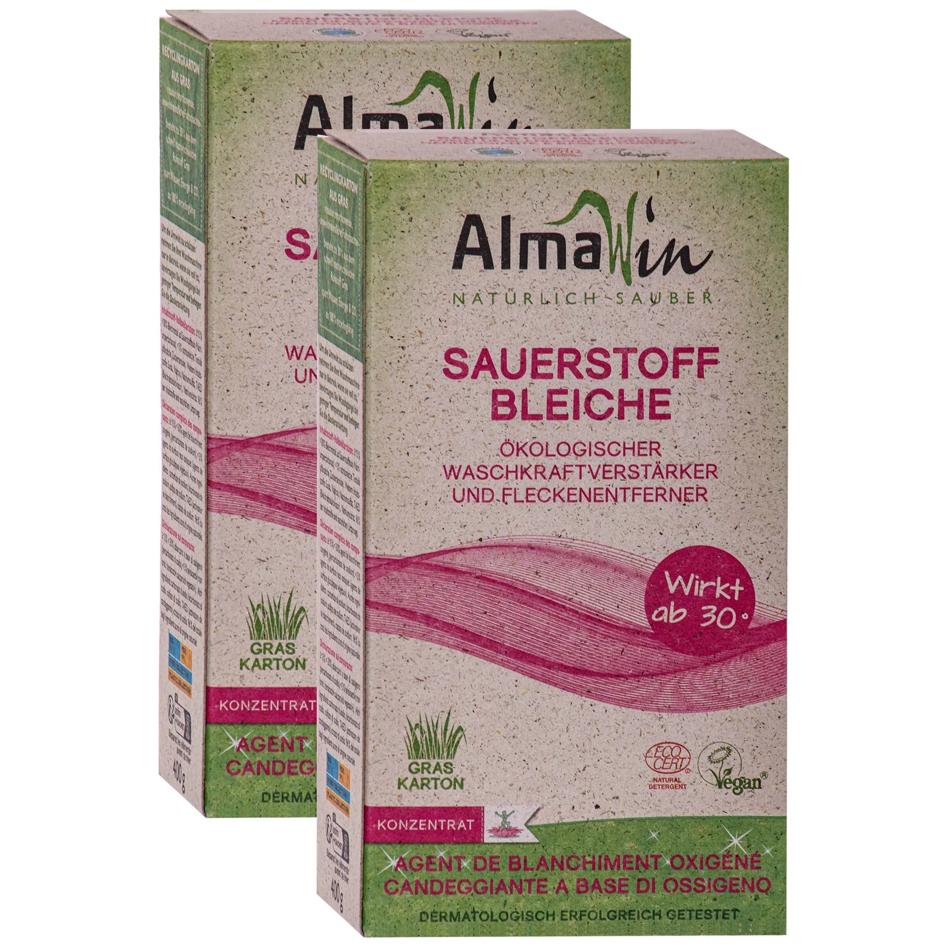 "Wybielacz tlenowy 2 x 400 g, wybielacz do prania, odplamiacz, skuteczny od 30°C image"
