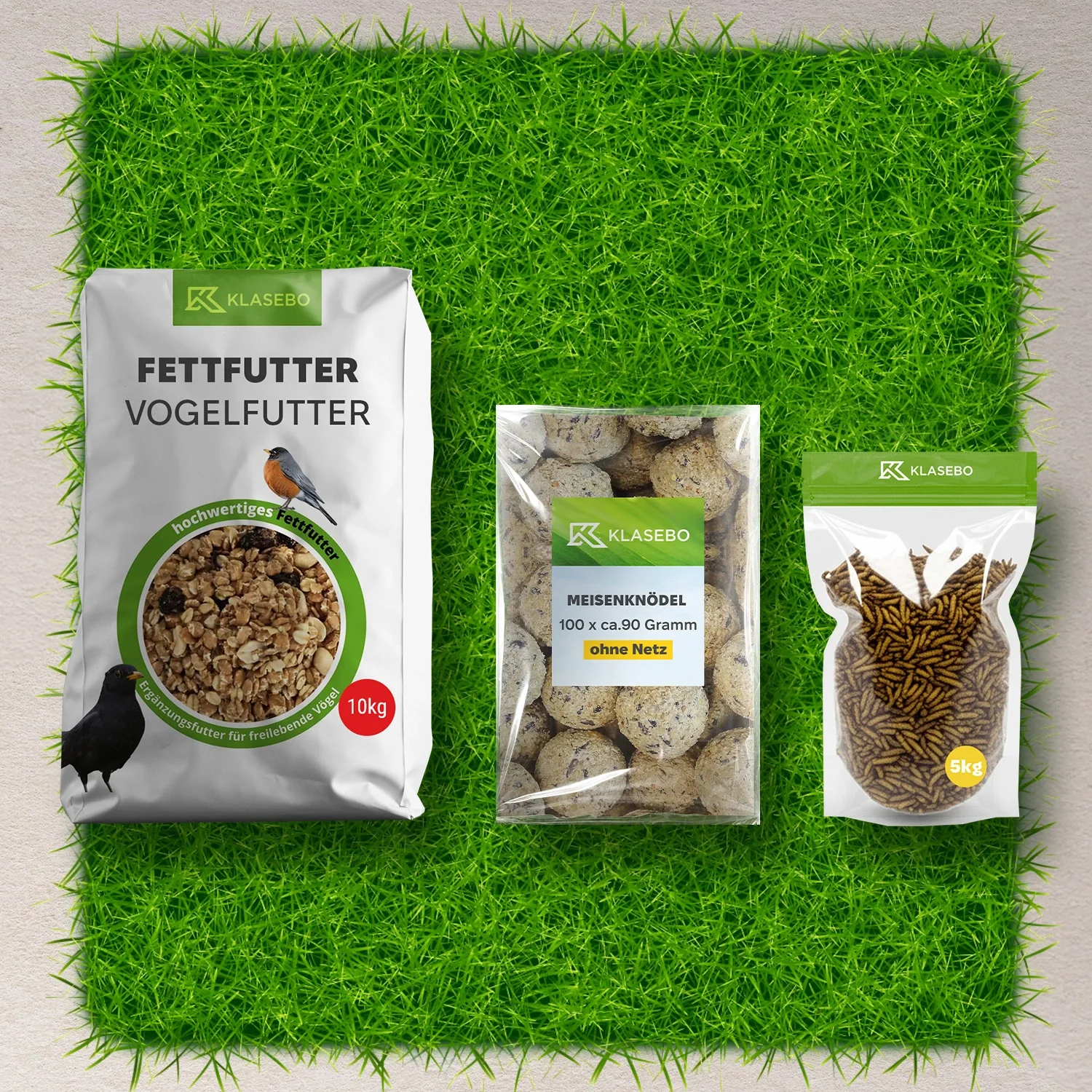 Zestaw Wildvogel Zimowa karma 40kg – Karma rozsiewna 25kg, suszone Larwy Czarnych Much Żołnierzy 5kg, Mieszanka suet wysokojakościowa 10kg