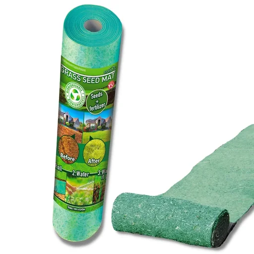"Mata trawnikowa z nasionami i nawozem, Grass seed Mat image"
