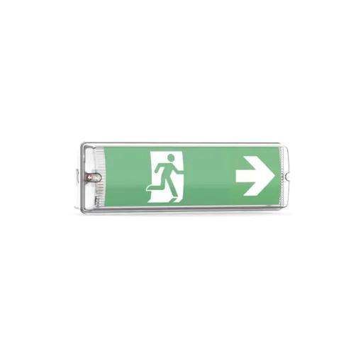 "LED escape route light, emergency exit with emergency power unit offers a TEST function, wall mounting & IP65 protection image"