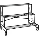 Metal flower shelf 3 levels plant shelf for indoor and outdoor garden balcony black 95 x 63 x 72 cm