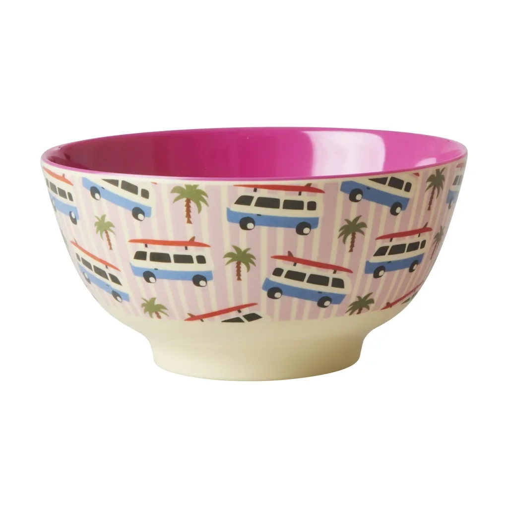 "Talerz, miska RICE - Nadruk Pink Cars, Melamina, Rozmiar: średni image"