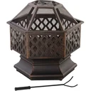 Fire bowl fireplace with spark guard & grill grate fire basket outdoor for heating BBQ garden terrace vintage metal Bro