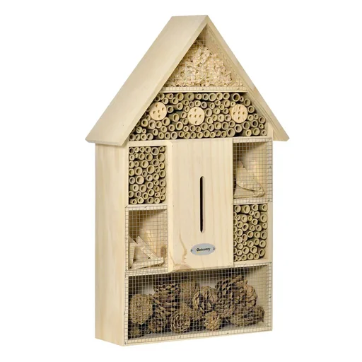 "Insect hotel Insect house with 5 floors Metal grid Bee hotel made of natural materials for beetles, bees, wasps and image"