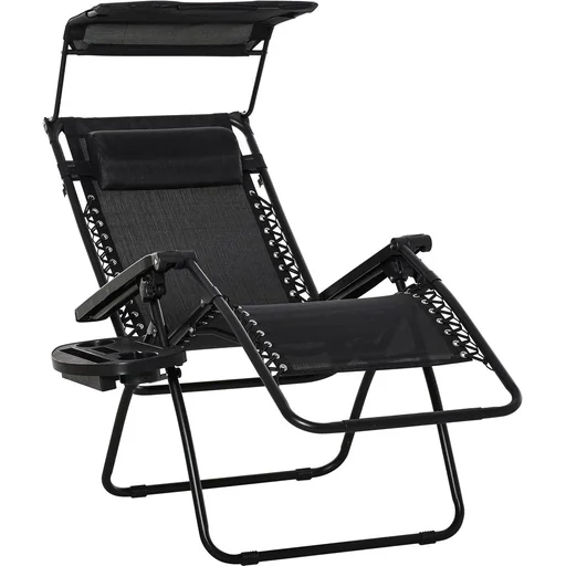 "Sun lounger with pillow dark grey image"