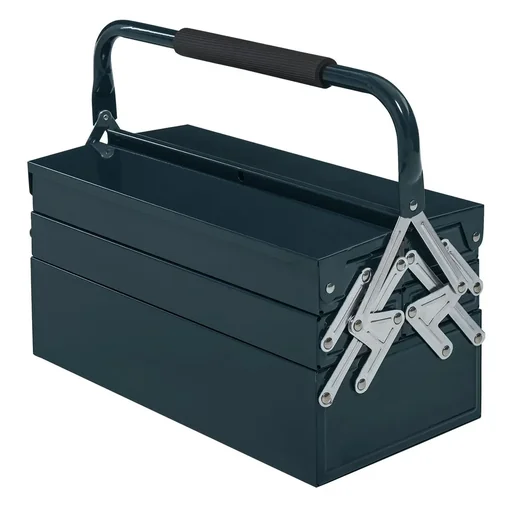 "Tool box tool case tool box 5 compartments foldable steel (SPCC) dark green 45 x 22.5 x 34.5 cm image"