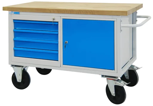 "Mobile workbench with 4 drawers and 1 door image"
