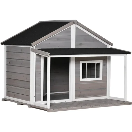 "Country Dog House - Grey/White - 127 x 112 x 109 cm image"
