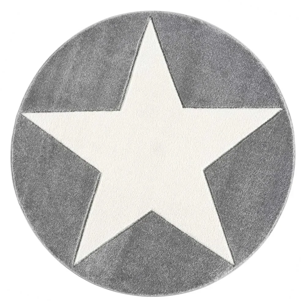 "Dywan Livone star white on grey round, Rozmiar dywanu: Ø 160 cm image"