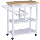 Serving trolley kitchen trolley kitchen trolley with wheels basket drawers made of white wood
