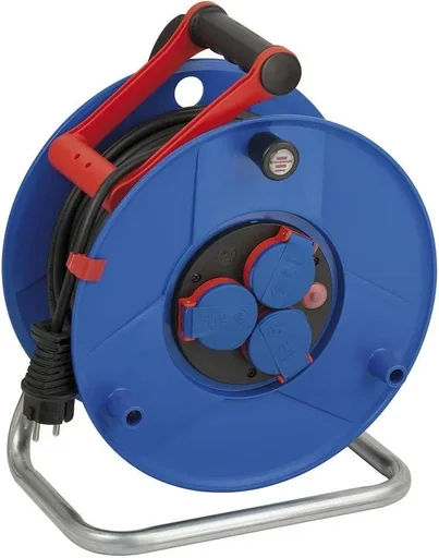 "Cable reel Garant IP44, diameter 290mm, special plastic, 3 x 230V socket, 50m black Bremaxx cable image"