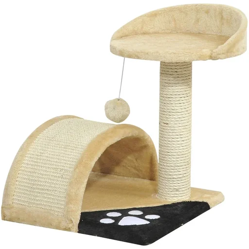 "Cat tree with plush beige image"