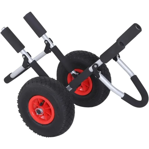 "Canoe cart, kayak cart, surf cart, foldable, padded, PU tires, aluminum, silver, up to 45 kg, L65 x W38 x H52 cm image"
