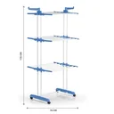 Clothes rack, with 3 levels and 2 side wings, foldable, drying area 17.5 meters, 63 x 76 x 173 cm