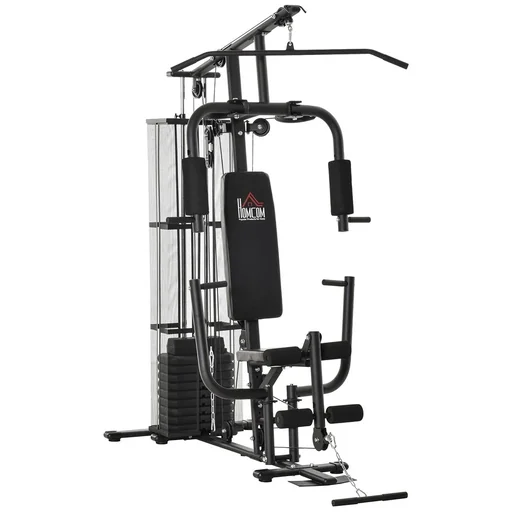 "Gym Strength station Fitness station Multigym Fitness center Fitnessgerät incl. Gewichten Latzug Beincurl Metall PU-Kunstlede image"