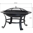 Fire basket with spark guard black