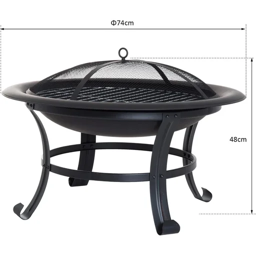 "Fire basket with spark guard black image"