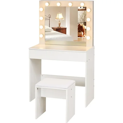 "Dressing table with stool and LED lighting image"