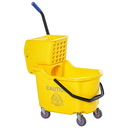 "Cleaning cart cleaning bucket with large capacity portable bucket with roll water shield handle waste water outlet design side image"