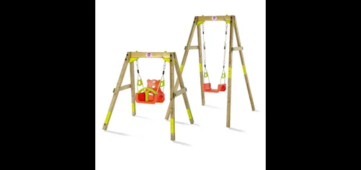 "Grow-with-your-child wooden swing, outdoor single swing for babies and toddlers, swing ropes height-adjustable, natural image"