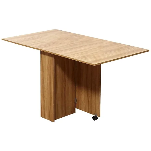 "Folding table desk side table storage area with wheels teak wood image"