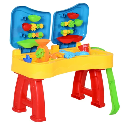 "Children's sandpit table with 31-piece accessories image"