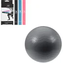 Set of 3 resistance bands - latex + yoga ball - including pump - 65 cm - black