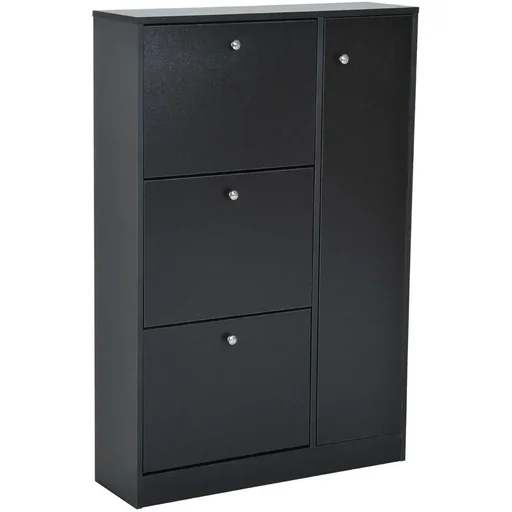 "Shoe cabinet shoe rack 3 flaps 28 pairs black image"