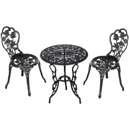 "Garden furniture 3-piece garden set seating group table chair metal bronze image"