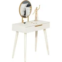 Dressing table, modern cosmetic table with mirror, drawer, bedroom, wood, white, 80 x 40 x 123 cm