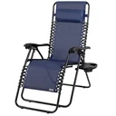 Folding garden chair with backrest and cup holder - 165cm - max 120 kg