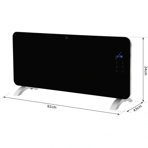 "Heater Radiator Floor or Wall Mounted Timer with Remote Control 1000/2000W Black image"