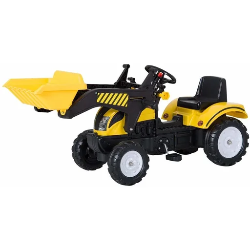 "Pedal car tractor with front loader from 3 years black+yellow image"