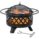 2-in-1 fire bowl - with spark guard - including grill plate - Ø82 cm - Black