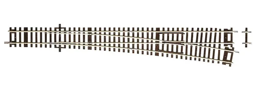 "Right turnout Wr10 without drive, length 345 mm (= G1+G½), branch angle 10°, branch radius 1946 mm, frog angle 8.1° image"
