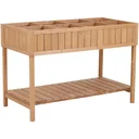 Planting table raised bed flower box cultivation table 8 compartments with drain shelf solid fir wood 120 x 60 x 22 cm