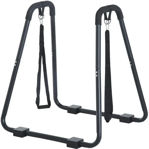 "Dip station with sling trainer steel black image"