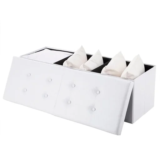 "Foldable seat box with hinged lid white - 115x38x38cm image"