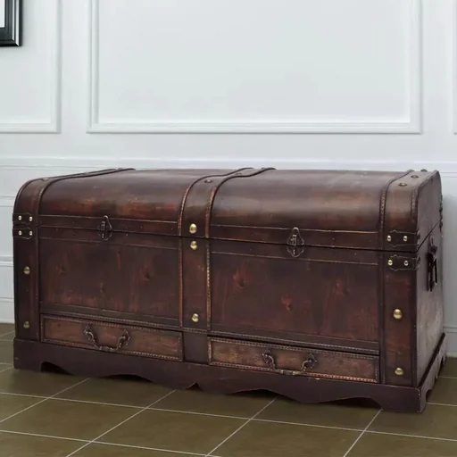 "Blanket chest large wood brown image"