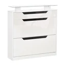 Shoe cabinet shoe rack with 3 drawers storage cabinet tipping bucket with folding door glass top adjustable shelf large