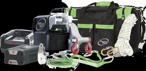 "Battery capstan winch kit “PCW3000-Li”, with battery and charger image"