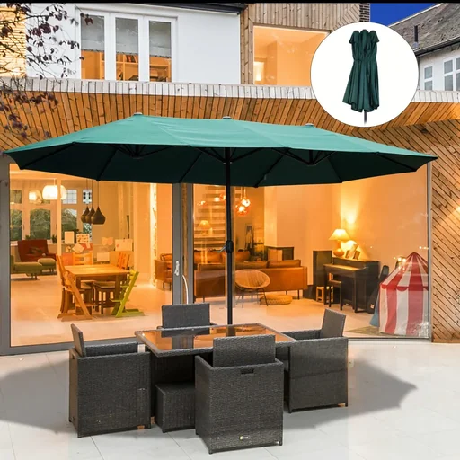 "Parasol garden umbrella market umbrella double parasol patio umbrella with hand crank oval image"