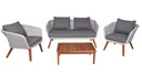 ARONA seating group, 4-piece, aluminum / acacia FSC 100% / plastic mesh, gray