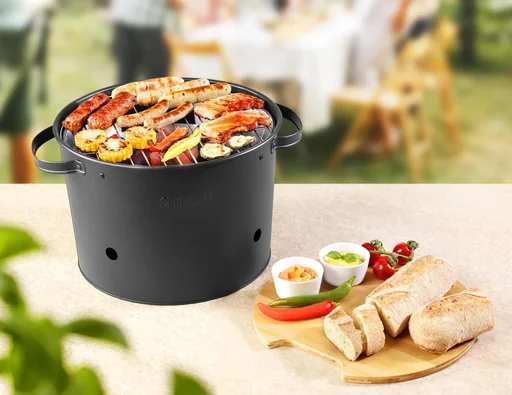 "2-in-1 hybrid electric and charcoal grill, 1400 watts image"
